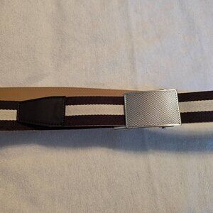 Nexbelt Mens Dark Brown White Silver Textured Buckle 34 35 35.5 Multi Sized GUC